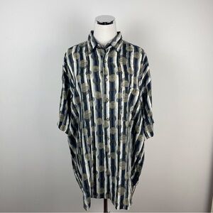 Natural Issue Vintage Men's Shirt Black White Circles Geometric Button Down Top